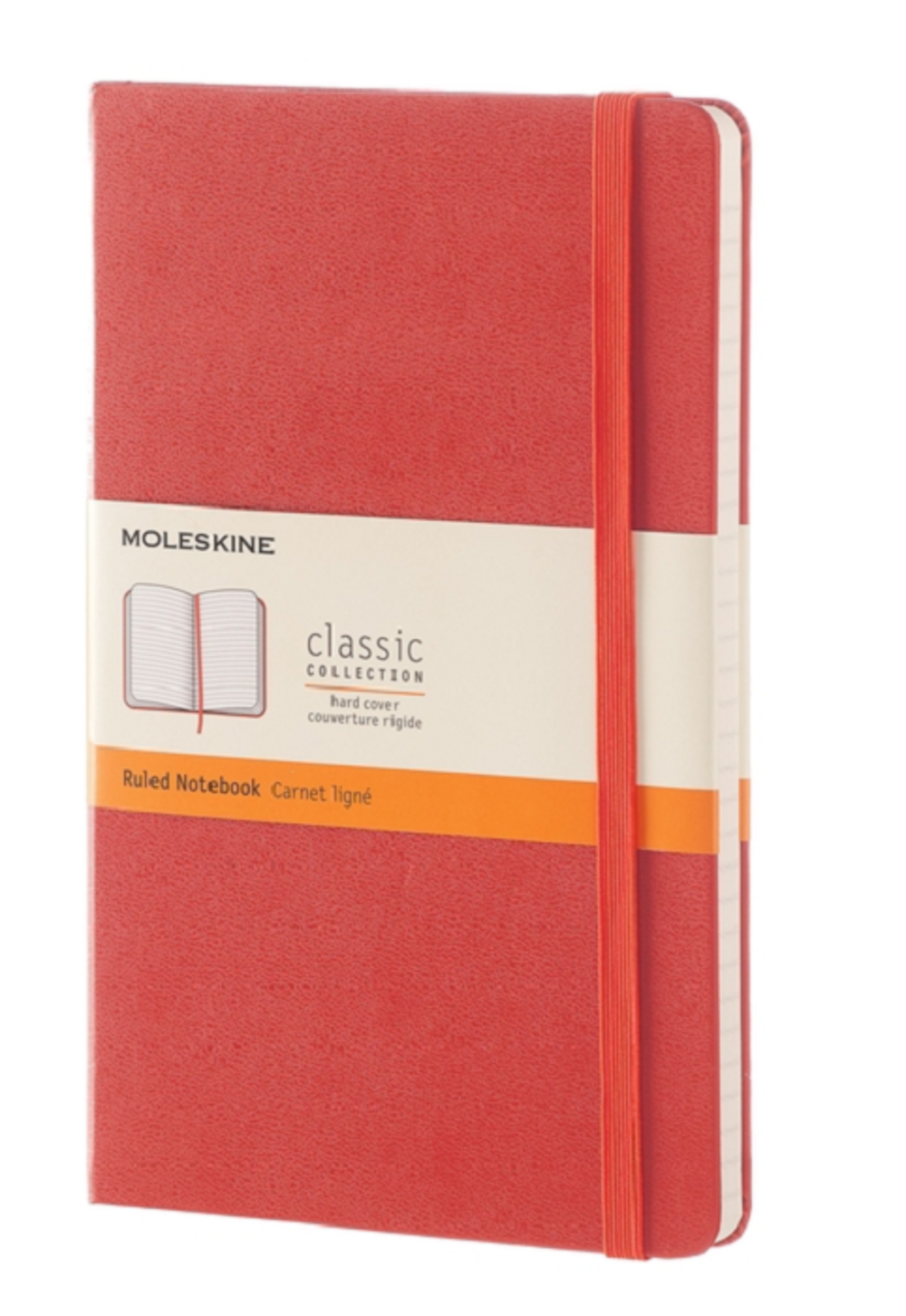 Notebook Large Ruled Coral Orange Hard Cover